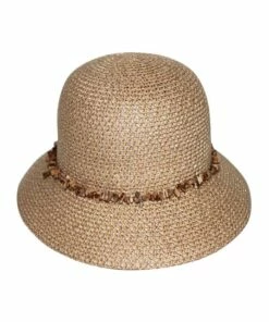 Rigon Natural Bucket Hat With Stone Trim RL30M