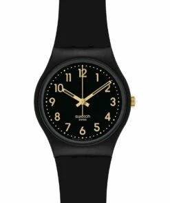 Swatch Golden Tac Black Silicone Quartz Watch