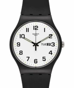 Swatch Twice Again Black Silicone Quartz Watch