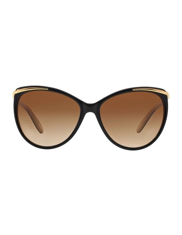 Ralph Lauren Black/Oatmeal Butterfly Sunglasses RA5150 348760 2 Ralph Lauren Black/Oatmeal Butterfly Sunglasses RA5150 348760 - Image 2