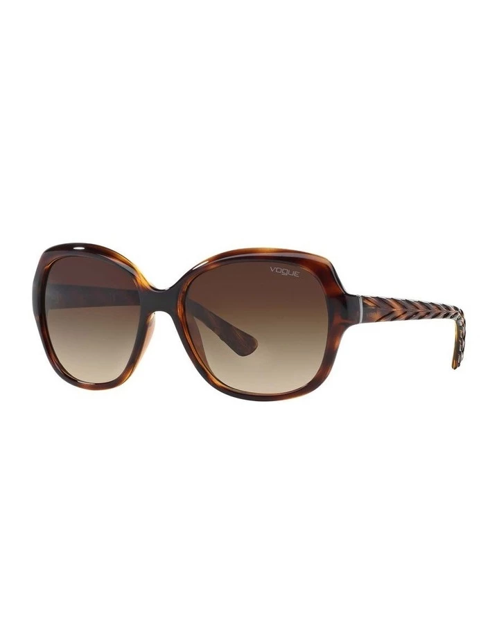 Vogue Striped Dark Havana Square Sunglasses VO2871S 359742 1 Vogue Striped Dark Havana Square Sunglasses VO2871S 359742