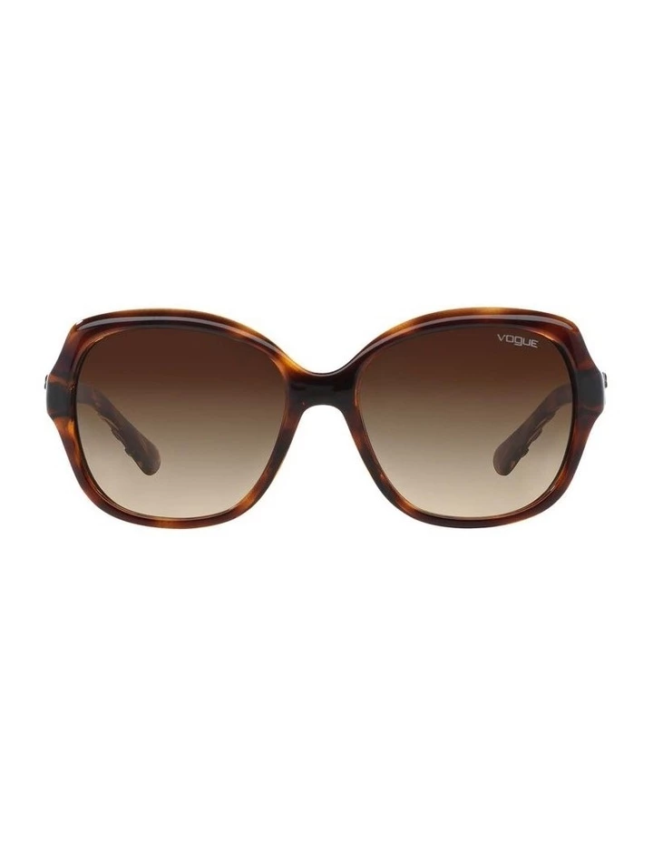 Vogue Striped Dark Havana Square Sunglasses VO2871S 359742 2 Vogue Striped Dark Havana Square Sunglasses VO2871S 359742 - Image 2