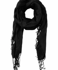 Basque Pashminetta Black Scarf With Tassel