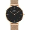 Daniel Wellington Petite Melrose 32mm Black/Rose Gold Stainless Steel Quartz Watch