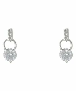 Gregory Ladner Tiny Crystal On Small Ring Fitting Silver Earrings