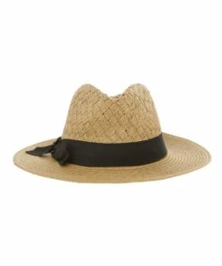 Gregory Ladner Woven Natural Featured Hood Plain Brim And Contrast Band Summer Hat