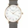 Rosefield West Village MOP Dial Rosegold 33MM Grey Leather Analog Watch WEGR W75