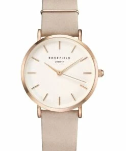 Rosefield West Village Light Pink Suede Leather Analog Watch