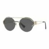 Versace Gold Rimless Round Sunglasses VE2184 410651