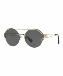 Versace Gold Rimless Round Sunglasses VE2184 410651