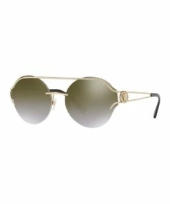 Versace Gold Rimless Round Sunglasses VE2184 410652