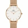 Daniel Wellington Petite Melrose 28mm White Dial Rose Gold Stainless Steel Quartz Watch