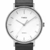 Timex Weekender SIlver Chrome Leather Watch TW2R26300