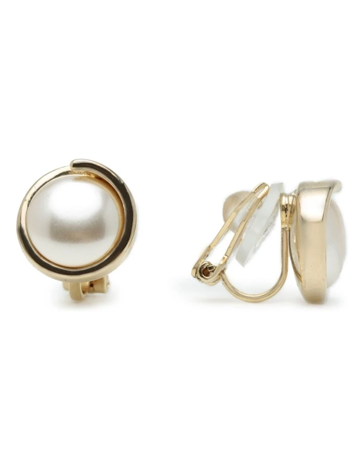 Barcs M886CE-G/P Pearl Clip Earring 2 Barcs M886CE-G/P Pearl Clip Earring - Image 2