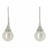 Trent Nathan Large Ivory Pearl Silver Long Sleek Hook Earring