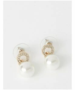 Trent Nathan Stone-Set Pearl Door Knocker Ivory Earrings