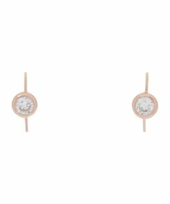 Trent Nathan Cubic Zirconia Solitaire Rose Gold Drop Earrings