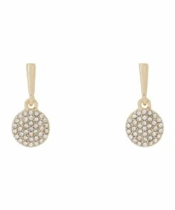 Trent Nathan Mini Pave Gold Drop Disc Earrings