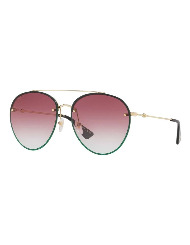 GUCCI Red Metal Aviator Sunglasses GC001152 437294 1 GUCCI Red Metal Aviator Sunglasses GC001152 437294