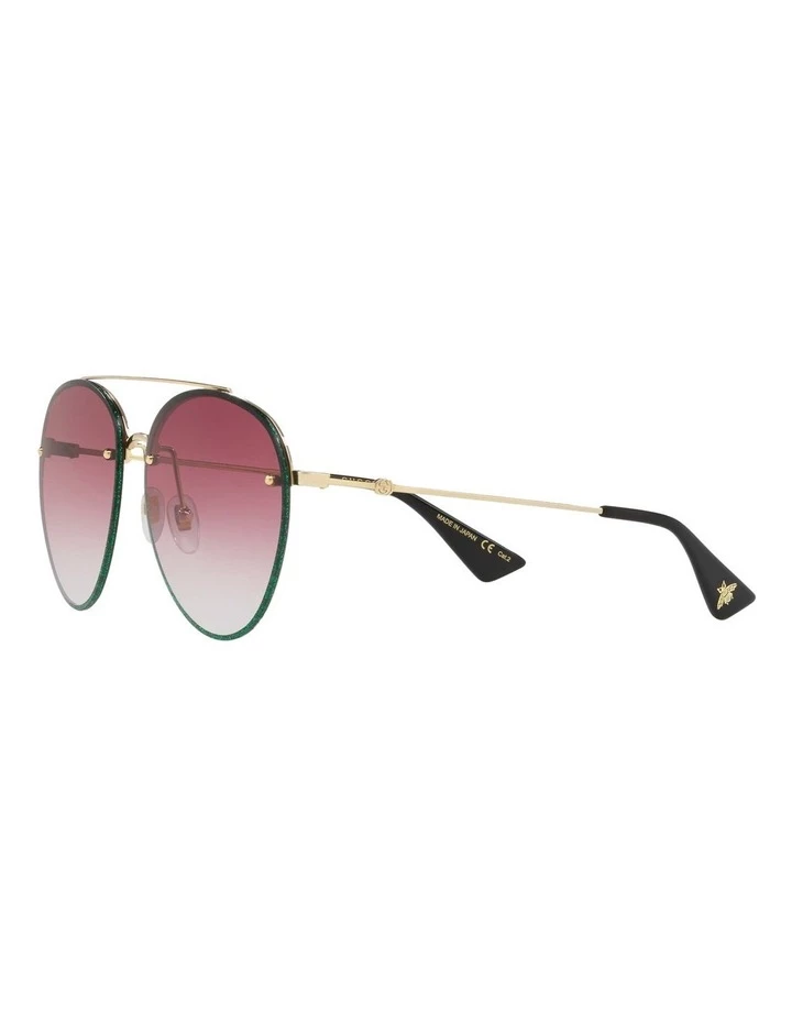 GUCCI Red Metal Aviator Sunglasses GC001152 437294 3 GUCCI Red Metal Aviator Sunglasses GC001152 437294 - Image 3