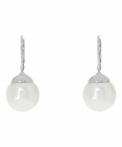 Gregory Ladner French Hook Faux Pearl Silver Earrings