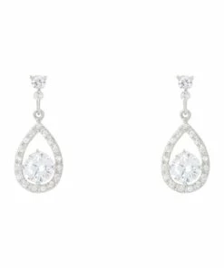 Gregory Ladner Teardrop Shape Cubic Zirconia Silver Earrings