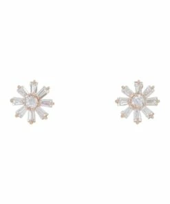 Gregory Ladner Flower Shaped Cubic Zirconia Rose Gold Earrings