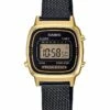 Casio Ladies Vintage Series Gold/Black Stainless Steel Mesh Watch LA670WEMB 1D