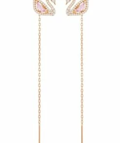Swarovski Dazzling Swan Pierced Rose Gold Dangle Earrings