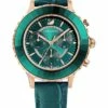 Swarovski Octea Lux Green/Rose Gold Leather Chronograph Watch