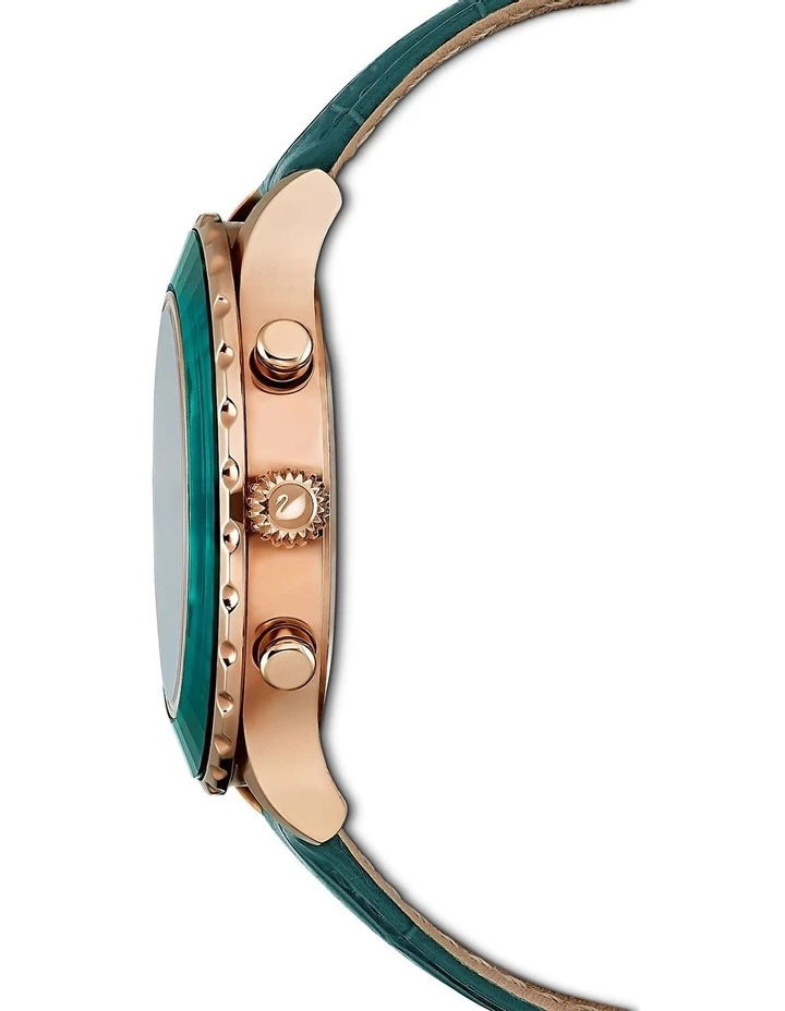 Swarovski Octea Lux Green/Rose Gold Leather Chronograph Watch 2 Swarovski Octea Lux Green/Rose Gold Leather Chronograph Watch - Image 2