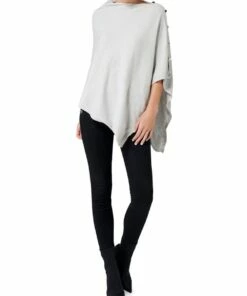 Forever New Chloe Button Light Grey Poncho -RAY-BAN Online Store 680063320 680132890 4 720x928