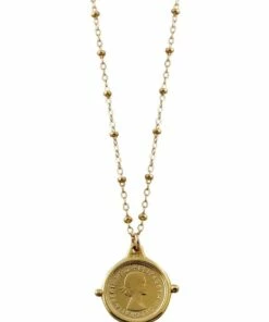 Von Treskow Rosario With Threepence Pendant Gold Necklace