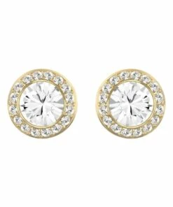 Swarovski Angelic Stud Pierced Earrings - White - Gold-Tone Plated