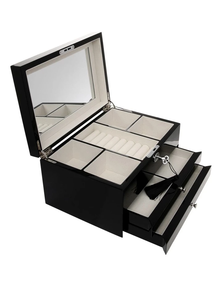 Design Studio Multi Drawer High Gloss Black Jewellery Box 2 Design Studio Multi Drawer High Gloss Black Jewellery Box - Image 2