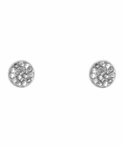 Piper Pave Disc Silver Stud Earrings