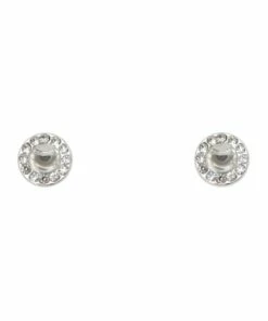 Piper Mini Pave Circle Silver Stud Earrings