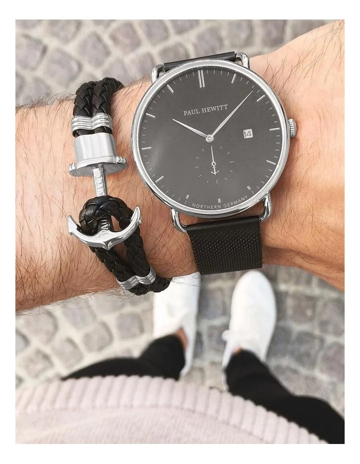 Paul Hewitt Phrep Black Leather Bracelet PH PH L S B M 2 Paul Hewitt Phrep Black Leather Bracelet PH PH L S B M - Image 2