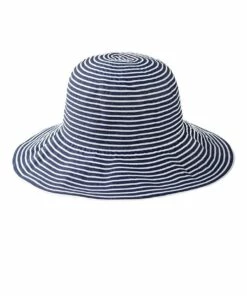 Gregory Ladner Two Tone Ribbon Navy/White Summer Hat