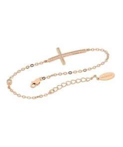 Georgini Cross Sterling Silver Rose Gold Bracelet