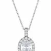 Georgini Oval Halo Pendant Sterling Silver Necklace