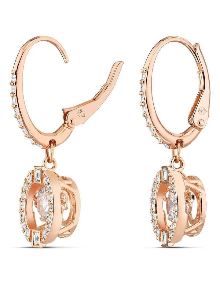 Swarovski Sparkling Dance Pierced Rose Gold Huggie Earrings 3 Swarovski Sparkling Dance Pierced Rose Gold Huggie Earrings - Image 3