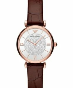 Emporio Armani T-Bar Burgundy Leather Analog Watch