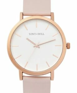 TONY+WILL Classic Rose/White/Pink Leather Quartz Watch TWT000D