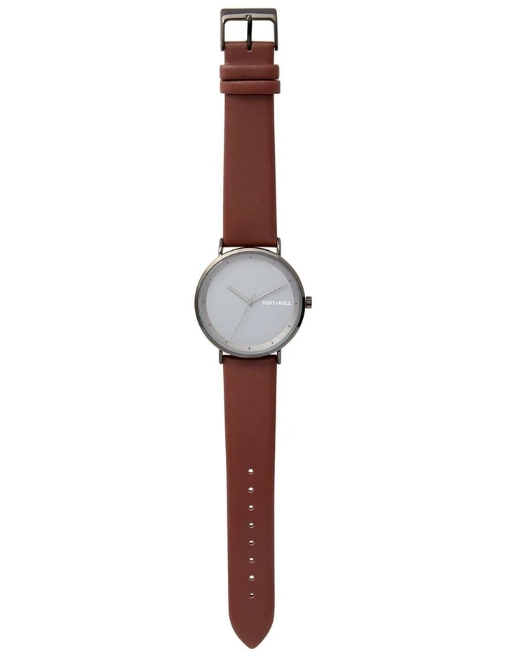 TONY+WILL Lunar Gunmetal/Grey/Tan Leather Quartz Watch TWT005D 3 TONY+WILL Lunar Gunmetal/Grey/Tan Leather Quartz Watch TWT005D - Image 3