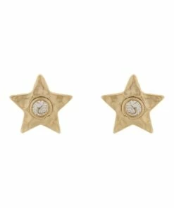 Mocha Star Cubic Zirconia Gold Stud Earrings