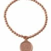 Mocha Threepence Charm Rose Gold Stretchy Bracelet