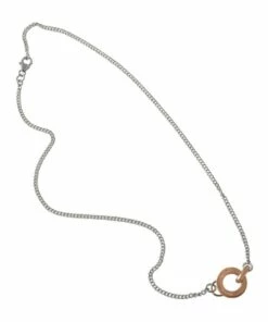 Mocha Curb Chain Rose Gold VT Disc Silver Necklace