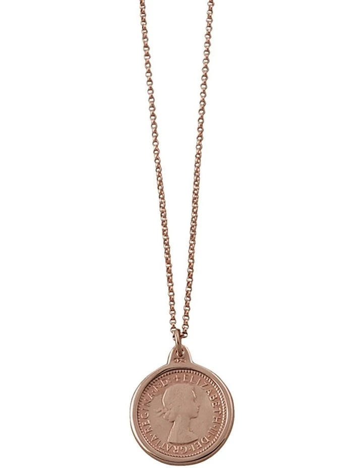 Mocha Belcher Chain Necklace Six Pence Pendant 14K Rose Gold Vermeil Necklace 1 Mocha Belcher Chain Necklace Six Pence Pendant 14K Rose Gold Vermeil Necklace