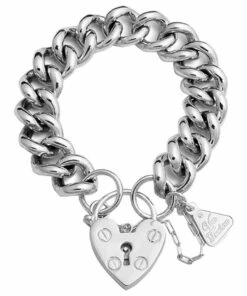 Mocha Heart Padlock Medium Mama Silver Bracelet